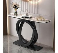 MMleYN Table Console De Salon Effet Marbre Table D'Entrée Étroite Et Longue Meuble De Console pour Petits Espaces Table D'Appoint Derrière Le Canapé(Black+Pandora,100cm)