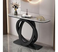 MMleYN Table Console De Salon Effet Marbre Table D'Entrée Étroite Et Longue Meuble De Console pour Petits Espaces Table D'Appoint Derrière Le Canapé(Black+Gray,100cm)