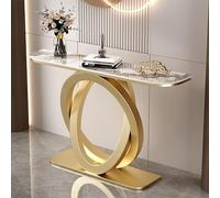 MMleYN Table Console De Salon Effet Marbre Table D'Entrée Étroite Et Longue Meuble De Console pour Petits Espaces Table D'Appoint Derrière Le Canapé(Gold+Gray,100cm)