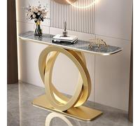 MMleYN Table Console De Salon Effet Marbre Table D'Entrée Étroite Et Longue Meuble De Console pour Petits Espaces Table D'Appoint Derrière Le Canapé(Gold+Pandora,100cm)