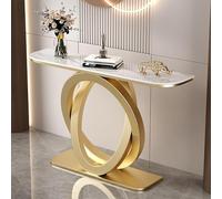 MMleYN Table Console De Salon Effet Marbre Table D'Entrée Étroite Et Longue Meuble De Console pour Petits Espaces Table D'Appoint Derrière Le Canapé(Gold+White,150cm)