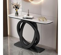 MMleYN Table Console De Salon Effet Marbre Table D'Entrée Étroite Et Longue Meuble De Console pour Petits Espaces Table D'Appoint Derrière Le Canapé(Black+White,150cm)