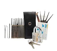 MMOBIEL 25 pièces, kit de formation professionnel d’aiguilles de serrure avec cadenas transparent de formation, outils de serrurier et carte de crédit de serrurier
