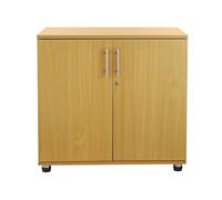 MMT Furniture - Armoire Basse à 2 Portes - Petite Armoire de Rangement pour Le Bureau, Meuble et la Maison - Bois Armoire de Rangement 2 étagères pour Bureau - 73cm de Haut - Hêtre