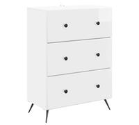 MNCVXAXG Meuble avec tiroirs 66 x 34,5 x 90 cm bois ingénierie blanc | Structure métallique, étagères réglables, portes coulissantes, utilisation polyvalente, entretien facile