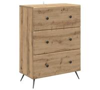 MNCVXAXG Meuble avec tiroirs 66 x 34,5 x 90 cm bois ingénierie | Structure métallique, portes coulissantes, étagères réglables, chêne artisanal, utilisation polyvalente