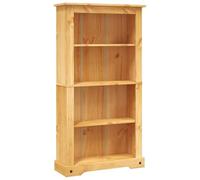 MNISDFL Bibliothèque 4 Étagères en Pin Mexicain 80x29x150 cm | Pin massif, style rustique mexicain, 4 niveaux de rangement, idéale bureau ou salon, entretien facile
