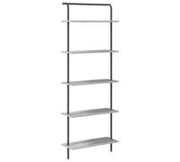 MNISDFL Bibliothèque 5 Niveaux 60 x 24 x 168 cm Bois Composite Gris Sonoma | Étagères spacieuses, cadre acier stable, finition neutre élégante, style scandinave, rangement polyvalent