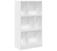 MNISDFL Bibliothèque Blanche 57 x 28,5 x 107,5 cm en Bois Composite avec 6 | Bois composite résistant à l'humidité, cloisons pour classement, entretien facile avec chiffon humide, fixation murale
