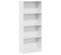 MNISDFL Bibliothèque Blanche Haute Brillance 60x24x143 cm Bois Composite | Meuble rangement polyvalent, chambre, salon, couloir, garage, surface lisse facile à nettoyer, fixation murale fournie