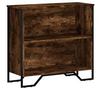 MNISDFL Bibliothèque en Bois Composite Teinte Fumée 80x31x74,5 cm, 2 | Meuble de rangement, finition chêne fumé, étagère 2 niveaux, bois d'ingénierie durable, style scandinave, murale