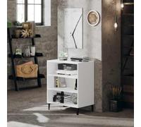 MNISDFL Buffet Blanc 57x35x70 cm en Bois d'ingénierie, Armoire latérale avec 3 étagères et Pieds en métal pour Un Rangement Stable et spacieux, Facile à Nettoyer.