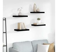 MNISDFL Étagère Murale Flottante 4 pièces Noir Brillant 40x23x3,8 cm MDF avec Cadre métallique, étagère décorative Invisible pour Livres, Objets de Collection et Ornements