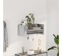 MNISDFL Étagère Murale Flottante Gris béton 70,5x35x30,5 cm en Bois d'ingénierie avec Barre de Suspension, étagère de Rangement Murale cubique pour Organiser clés, Sacs et Chapeaux,