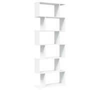 MNISDFL Étagère Séparatrice 6 Patères Blanche 70x24x193 cm Bois Ingénierie | Meuble polyvalent, compartiments asymétriques, fixation murale incluse, entretien simple, usage salon bureau chambre