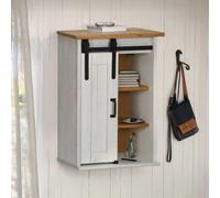MNISDFL Halden Armoire suspendue avec porte coulissante en pin massif Blanc 49 x 22,5 x 70 cm