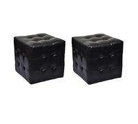 MNISDFL Lot de 2 tabourets cubiques noirs - Sièges et repose-pieds polyvalents en cuir synthétique résistant pour une décoration flexible et un nettoyage facile