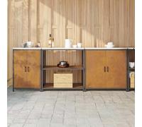MNISDFL Lot de 3 armoires de cuisine industrielles avec étagère 210 x 50 x 92 cm - Solution de rangement avec surface revêtue par pulvérisation pour cuisine, garde-manger, garage - Étagère en métal
