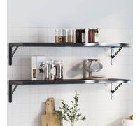 MNISDFL Supports d'étagères 4 pcs 30x2,5x15,5 cm Noir Acier Inoxydable, Robustes et résistants à la Corrosion, Trous pré-percés pour Montage Mural Facile, idéaux pour bibliothèques,