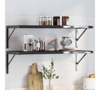 MNISDFL Supports d'étagères 4 pcs 40x2,5x25 cm Noir Acier Inoxydable, Robustes et faciles à Assembler avec Trous pré-percés, idéaux pour bibliothèques, Cuisine, Jardin et Rangement Mural.