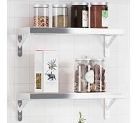 MNISDFL Supports d'étagères 4pcs 15x2,5x11,5cm argenté Acier Inoxydable, Robustes et résistants à la Corrosion, Trous pré-percés pour Montage Mural Facile, idéaux pour bibliothèques,
