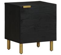 MNISDFL Table de chevet - Noir - 40 x 33 x 46 cm - Bois massif mangue - Avec porte et pieds stables pour espace de rangement - Table de chevet décorative en bois de manguier robuste - Console de
