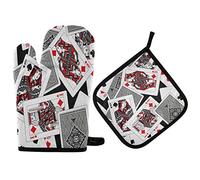 Mnsruu Card Poker Gant de cuisine vintage et manique, résistant à la chaleur, pour la cuisine, la cuisson, le grill, le barbecue
