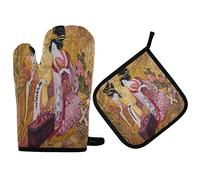 Mnsruu Gant de cuisine et manique japonais Geisha vintage résistant à la chaleur pour la cuisine, la cuisson, le grill, le barbecue