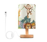 Mnsruu Lampe de chevet LED avec ports de charge USB, animaux de la jungle, singe, tigre, veilleuse de bureau, lampe de chevet antidérapante pour chambre à coucher, salon, chambre d'enfant
