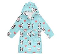 Mnsruu Peignoir à capuche panda mignon avec cœur pour enfants de 2 à 12 ans