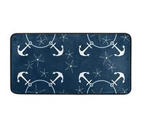 Mnsruu Tapis de Cuisine Ancres Nautiques rétro Paillasson Bleu Marine à Motif antidérapant pour Plancher Tapis de Sol pour Tapis de Tapis de Bain, 99 X 50.8CM