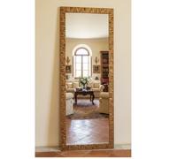 MO.WA Miroir Mural Long Moderne, Miroir Mural 55 x 145 Cadre Bois Or Antique, fabriqué en Italie, Grand Miroir Pleine Longueur