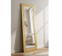MO.WA Miroir Mural Moderne 50x145 doré Miroir rectangulaire Contour Bois Or Pleine Longueur Miroirs muraux Chambre Couloir décoration Maison Made in Italy