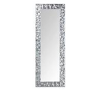 MO.WA Miroir Mural Moderne 52x147, Cadre Feuille Argent, Miroirs Pleine Longueur rectangulaire Long, Bois argenté, Salon décoration Maison, Chambre Couloir Made in Italy