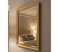 MO.WA. Miroir Mural Moderne, fabriqué en Italie, 58x78 Miroir Rectangulaire Or, Cadre Fin en Bois, Vertical/Horizontal pour Chambre Couloir Maison