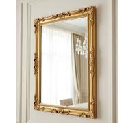 MO.WA Miroir Mural Rectangulaire Classique Feuille d'or 62x82 Miroir Baroque Miroir Cadre Bois doré Miroirs muraux Style Louis XIV Chambre Couloir Salle de Bain Salon Made in Italy