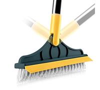 Moageme 2 en 1 Brosse à Récurer Les Planchers, Brosse À Récurer Réglable Nettoyage avec Manche Long, Laveur Sol en Forme V Tête Brosse Rotative Triangulaire à 120°,