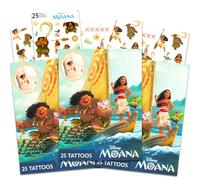 Moana Tatouages temporaires pour enfants - Ensemble de cadeaux de fête Vaiana avec 75 tatouages temporaires assortis Moana et autocollants | Fournitures de fête Moana