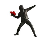 Moaobooh Banksy Figurine sculpture le lanceur de fleurs, statuette décorative street art, pour la maison, le bureau, le salon, la collection d'art (noir)