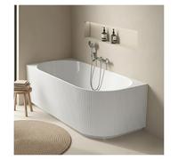 MOB-IN Baignoire striée acrylique Lucite STRIA semi-îlot blanche 170cm - Angle gauche