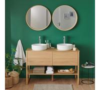 MOB-IN Double Atoll Vasque 120cm chêne vasques Rondes robinets Miroir