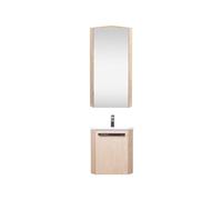 MOB-IN Ensemble Lave-Mains Angle Suspendu avec Robinet et Armoire d'angle décor chêne