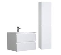 MOB-IN Ensemble Meuble Simple Vasque 60cm avec vaque et Colonne Sorrento - Blanc