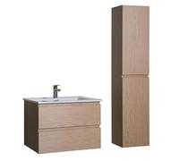 MOB-IN Ensemble Meuble Simple Vasque 60cm avec Vasque et Colonne Sorrento Décor chêne