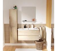 MOB-IN Ensemble Meuble Vasque Sorrento 80cm avec Robinet, Miroir et Colonne