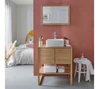 MOB-IN Meuble Atoll 70cm chêne Vasque carrée Robinet Miroir