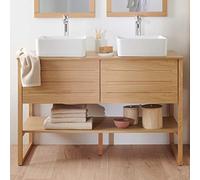 MOB-IN Meuble Double Vasque 120 cm avec vasques Blanches carrées