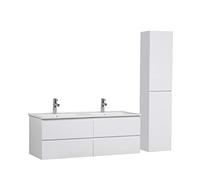 MOB-IN Meuble Double Vasque 120cm Sorrento Blanc + Colonne