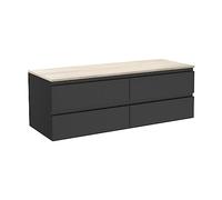 MOB-IN Meuble Double Vasque Sorrento Suspendu avec Plan Effet Bois 120 cm