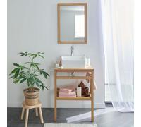 MOB-IN Meuble HOPP 60cm chêne Vasque carrée Robinet et Miroir